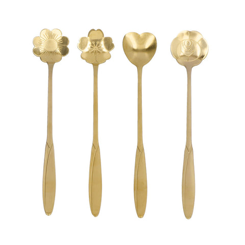 4PCS Mixing Spoon Flower Heart Shaped Coffee Spoon Stainless Steel Desert Scoop Ice Tea SpoonGold In Australia - Darrahopens
