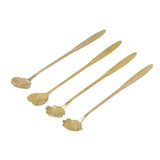 4PCS Mixing Spoon Flower Heart Shaped Coffee Spoon Stainless Steel Desert Scoop Ice Tea SpoonGold