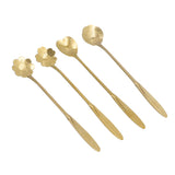 4PCS Mixing Spoon Flower Heart Shaped Coffee Spoon Stainless Steel Desert Scoop Ice Tea SpoonGold