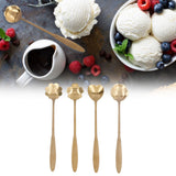 4PCS Mixing Spoon Flower Heart Shaped Coffee Spoon Stainless Steel Desert Scoop Ice Tea SpoonGold