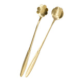 4PCS Mixing Spoon Flower Heart Shaped Coffee Spoon Stainless Steel Desert Scoop Ice Tea SpoonGold