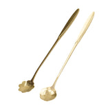 4PCS Mixing Spoon Flower Heart Shaped Coffee Spoon Stainless Steel Desert Scoop Ice Tea SpoonGold
