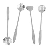 4PCS Mixing Spoon Flower Heart Shaped Coffee Spoon Stainless Steel Desert Scoop Ice Tea SpoonSilver In Australia - Darrahopens