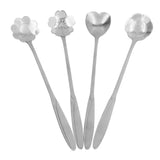 4PCS Mixing Spoon Flower Heart Shaped Coffee Spoon Stainless Steel Desert Scoop Ice Tea SpoonSilver In Australia - Darrahopens