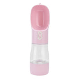 2 in 1 Pet Water Bottle Portable Anti Leakage Dog Food Bottler for Outdoor TravelingPink