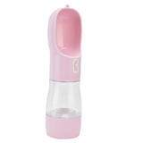2 in 1 Pet Water Bottle Portable Anti Leakage Dog Food Bottler for Outdoor TravelingPink