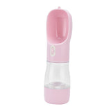 2 in 1 Pet Water Bottle Portable Anti Leakage Dog Food Bottler for Outdoor TravelingPink