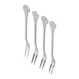 4pcs 2 Prong Fruit Fork Stainless Steel Mini Salad Fruit Dessert Tasting Forks for Home Kitchen PartySilver