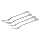 4pcs 2 Prong Fruit Fork Stainless Steel Mini Salad Fruit Dessert Tasting Forks for Home Kitchen PartySilver