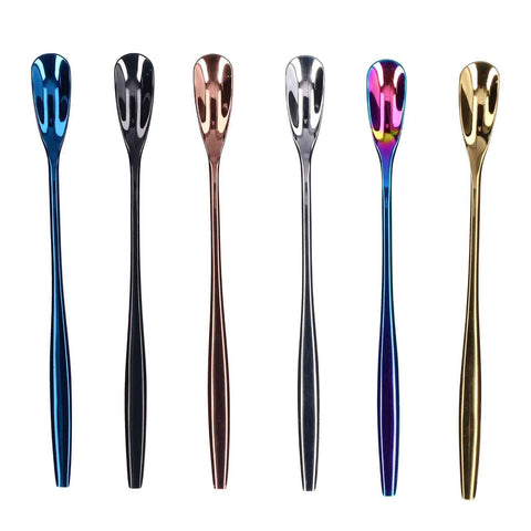 6PCS Coffee Spoon Stainless Steel Mixing Spoon Thickened Long Handle Ice Tea Desert Scoop