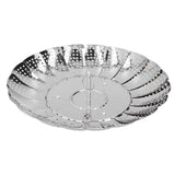 Stainless Steel Steamer Basket 28cm Diameter Retractable Foldable Steaming Rack for Home