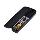 3Pcs/Set Portable Travel Utensils Stainless Steel Spoon Fork Chopsticks Set for SchoolBlack Gold (Black Storage Box) In Australia - Darrahopens