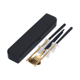 3Pcs/Set Portable Travel Utensils Stainless Steel Spoon Fork Chopsticks Set for SchoolBlack Gold (Black Storage Box) In Australia - Darrahopens