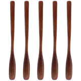 5Pcs Small Wood Color Spoon Narrow Headed Anti Scalding Spoon for Children Food Home Kitchen