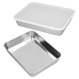Stainless Steel Baking Tray Deep Flat Non Stick Baking Pan Food Storage Box with CoverS