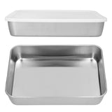 Stainless Steel Baking Tray Deep Flat Non Stick Baking Pan Food Storage Box with CoverM
