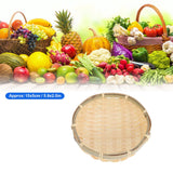 Fruit Basket Hand Woven Bamboo Mini Multifunctional Sturdy Serving Basket Tray for Living Room Kitchen 15x5cm