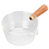 Glass Milk Pot with Wooden Handle V Shaped Spout Noodles Saucepan Home Kitchen Cookware Accessory400ml In Australia - Darrahopens