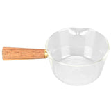Glass Milk Pot with Wooden Handle V Shaped Spout Noodles Saucepan Home Kitchen Cookware Accessory400ml In Australia - Darrahopens