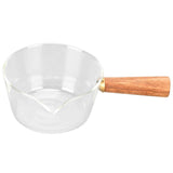 Glass Milk Pot with Wooden Handle V Shaped Spout Noodles Saucepan Home Kitchen Cookware Accessory400ml In Australia - Darrahopens