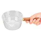 Glass Milk Pot with Wooden Handle V Shaped Spout Noodles Saucepan Home Kitchen Cookware Accessory400ml In Australia - Darrahopens