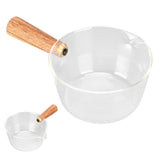 Glass Milk Pot with Wooden Handle V Shaped Spout Noodles Saucepan Home Kitchen Cookware Accessory400ml