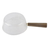 Glass Milk Pot with Wooden Handle V Shaped Spout Noodles Saucepan Home Kitchen Cookware Accessory600ml
