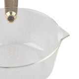 Glass Milk Pot with Wooden Handle V Shaped Spout Noodles Saucepan Home Kitchen Cookware Accessory600ml