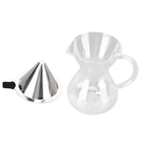 400ml Glass Coffee Pot Kettle Heat Resistant Pour Over Coffee Maker with Stainless Steel Filter for Home KitchenRound Base
