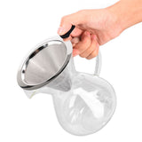400ml Glass Coffee Pot Kettle Heat Resistant Pour Over Coffee Maker with Stainless Steel Filter for Home KitchenRound Base
