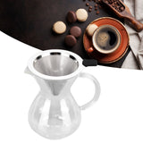 400ml Glass Coffee Pot Kettle Heat Resistant Pour Over Coffee Maker with Stainless Steel Filter for Home KitchenRound Base