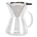 400ml Glass Coffee Pot Kettle Heat Resistant Pour Over Coffee Maker with Stainless Steel Filter for Home KitchenFlat Base In Australia - Darrahopens