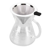 400ml Glass Coffee Pot Kettle Heat Resistant Pour Over Coffee Maker with Stainless Steel Filter for Home KitchenFlat Base In Australia - Darrahopens