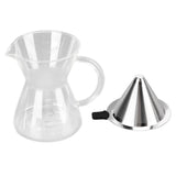 400ml Glass Coffee Pot Kettle Heat Resistant Pour Over Coffee Maker with Stainless Steel Filter for Home KitchenFlat Base