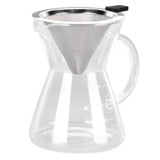 400ml Glass Coffee Pot Kettle Heat Resistant Pour Over Coffee Maker with Stainless Steel Filter for Home KitchenFlat Base
