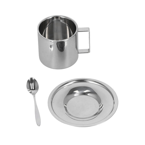 3PCS/Set Insulated Coffee Cup Set Stainless Steel Double Walled Mugs Milk Tea Cup with Saucer Spoon Set280ML