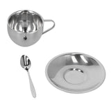 3PCS/Set Insulated Coffee Cup Set Stainless Steel Double Walled Mugs Milk Tea Cup with Saucer Spoon Set180ML In Australia - Darrahopens