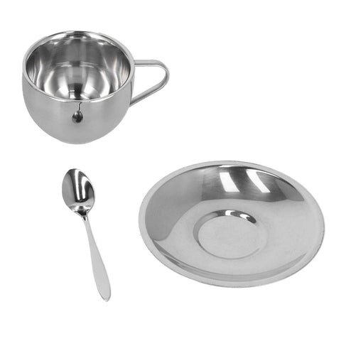 3PCS/Set Insulated Coffee Cup Set Stainless Steel Double Walled Mugs Milk Tea Cup with Saucer Spoon Set180ML In Australia - Darrahopens
