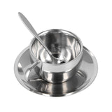3PCS/Set Insulated Coffee Cup Set Stainless Steel Double Walled Mugs Milk Tea Cup with Saucer Spoon Set180ML