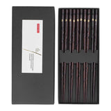 5 Pair Japanese Style Wooden Chopsticks Golden Printed Flowers Reusable Traditional Stylish Gift for Family Friends In Australia - Darrahopens