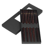 5 Pair Japanese Style Wooden Chopsticks Golden Printed Flowers Reusable Traditional Stylish Gift for Family Friends In Australia - Darrahopens