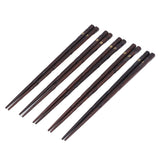 5 Pair Japanese Style Wooden Chopsticks Golden Printed Flowers Reusable Traditional Stylish Gift for Family Friends