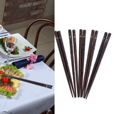 5 Pair Japanese Style Wooden Chopsticks Golden Printed Flowers Reusable Traditional Stylish Gift for Family Friends