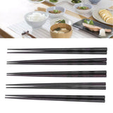 5 Pairs Chopsticks Ironwood Black Round Reusable 23cm/9.1in Long for Japanese Style Tableware Classic