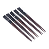 5 Pairs Chopsticks Phoebe Zhennan Printing Reusable 23cm/9.1in Long Safe for Japanese Style Box TablewareBlack