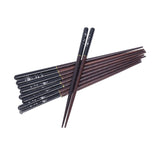 5 Pairs Chopsticks Phoebe Zhennan Printing Reusable 23cm/9.1in Long Safe for Japanese Style Box TablewareBlack