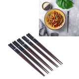 5 Pairs Chopsticks Phoebe Zhennan Printing Reusable 23cm/9.1in Long Safe for Japanese Style Box TablewareBlack