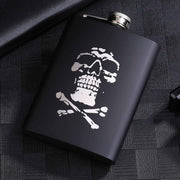 8OZ Black Matte Whisky Bottle Wine Pot Portable Flagon Stainless Steel Flask for Outdoor Travel1862843WT Skull D In Australia - Darrahopens