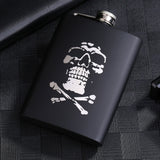 8OZ Black Matte Whisky Bottle Wine Pot Portable Flagon Stainless Steel Flask for Outdoor Travel1862843WT Skull D In Australia - Darrahopens