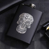 8OZ Black Matte Whisky Bottle Wine Pot Portable Flagon Stainless Steel Flask for Outdoor Travel1862844WT Skull A In Australia - Darrahopens
